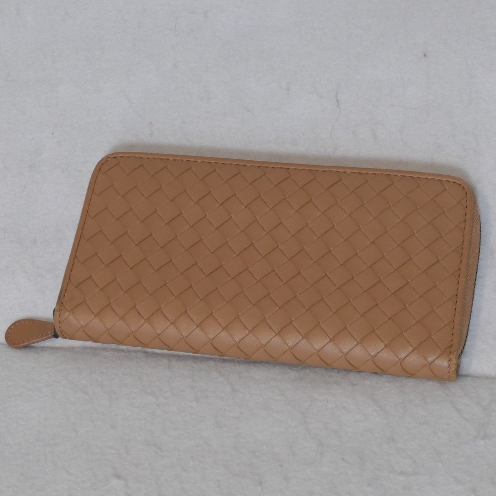 Bottega Veneta Intrecciato Zip-Around Long Wallet Tan Nocciola Leather Italy COA